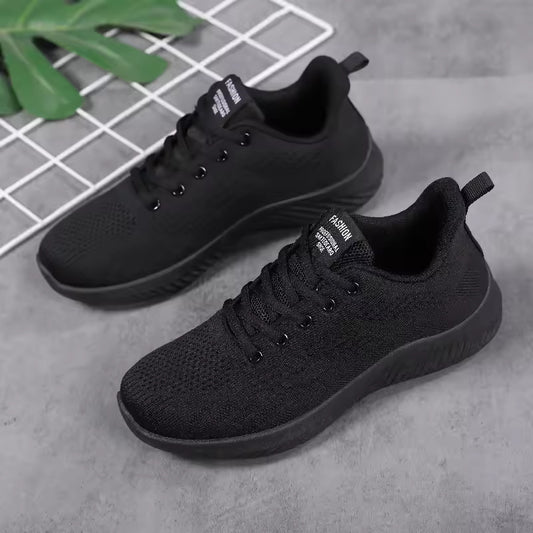 Women's Casual Shoes 2025 Spring Knitted Sports Running Shoes Trendy Breathable Fashion Youth Student Footwear EVA Sole Plastic
